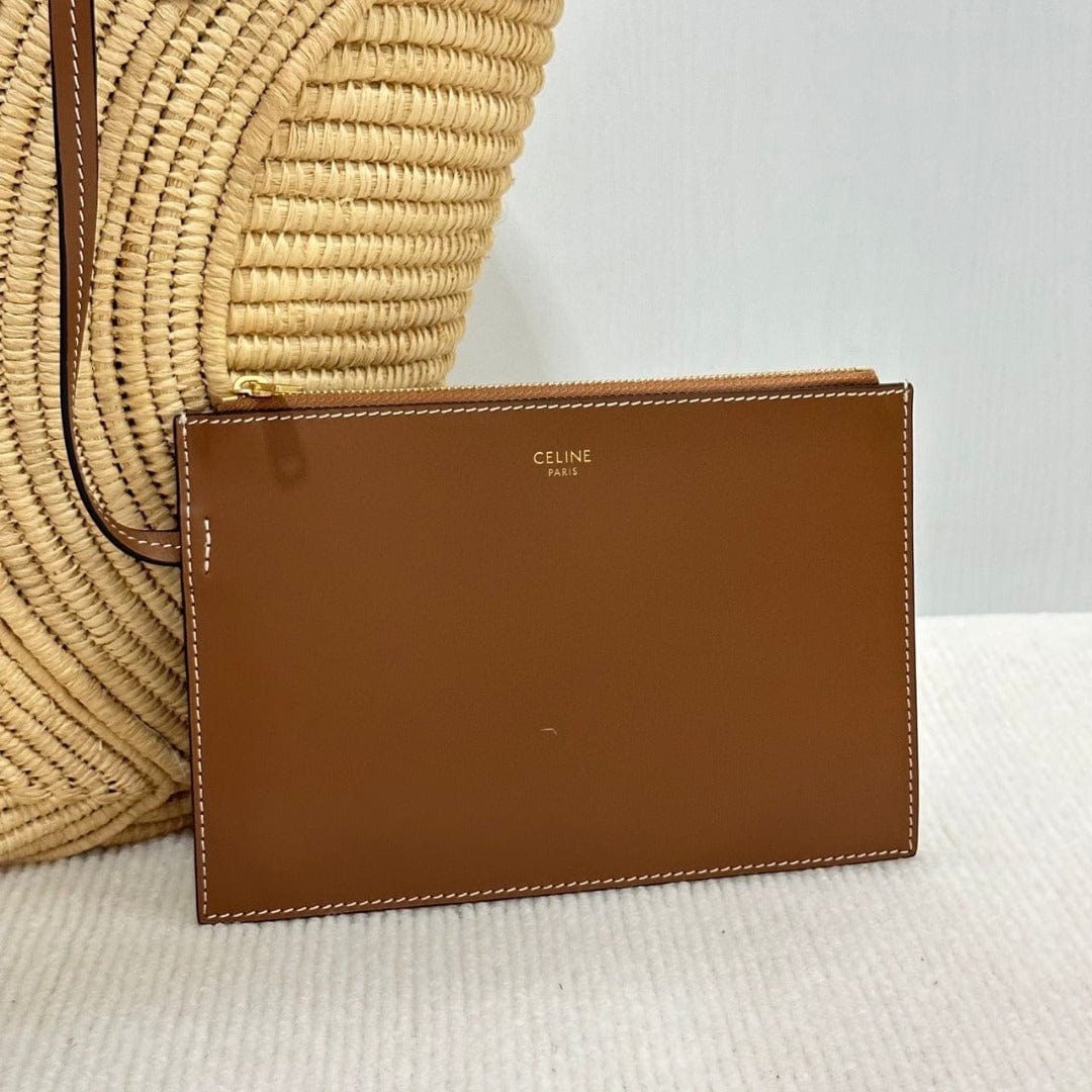 Céline Classic Small Basket mit Geflochtenem Triomphe in Raffia und Kalbsleder