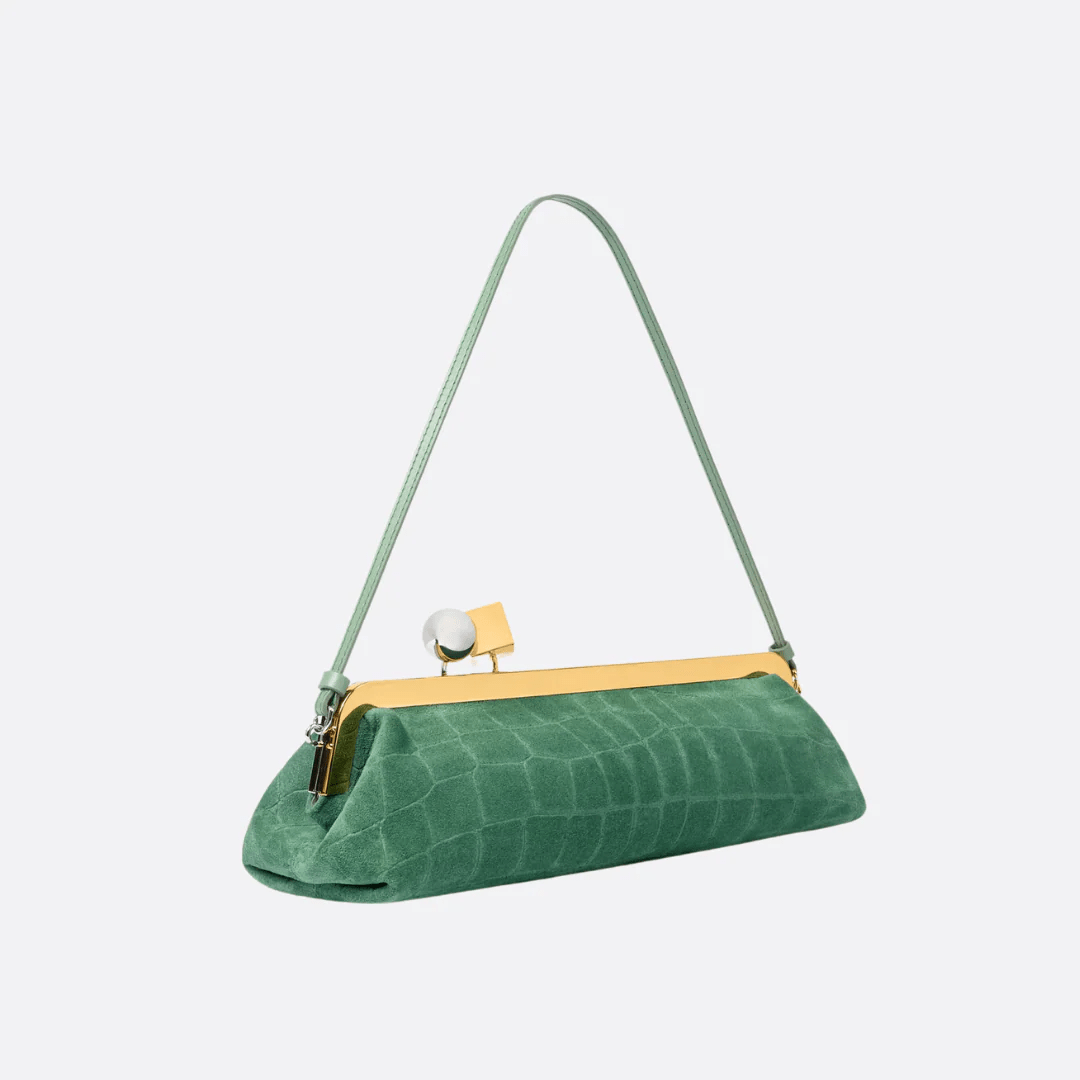Jacquemus Le Salon Clutch aus Wildleder mit Krokodileffekt