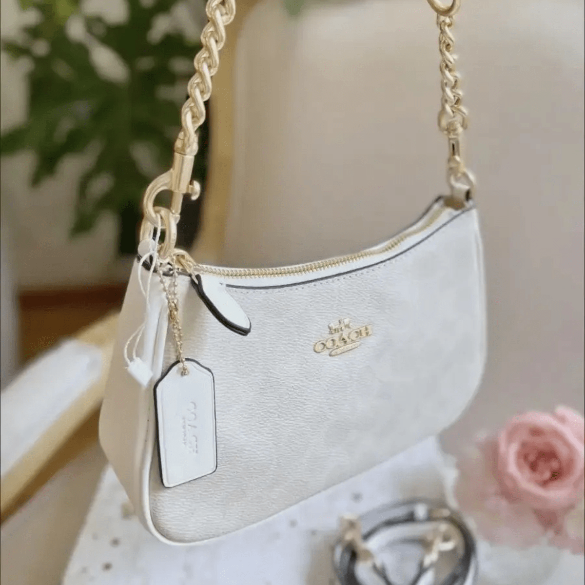 Coach – Set: Lockup Leather Slide Sandal & Teri Signature Canvas Tasche