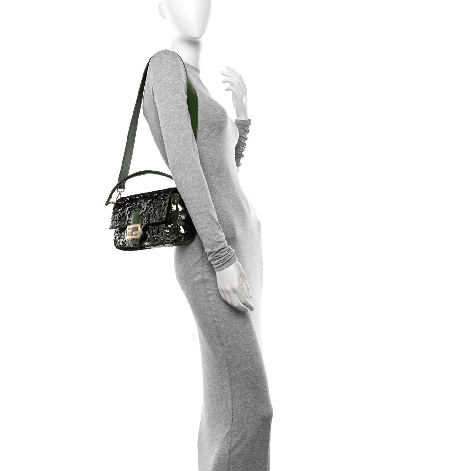 Fendi Baguette Bag in Grünen Pailletten und Leder